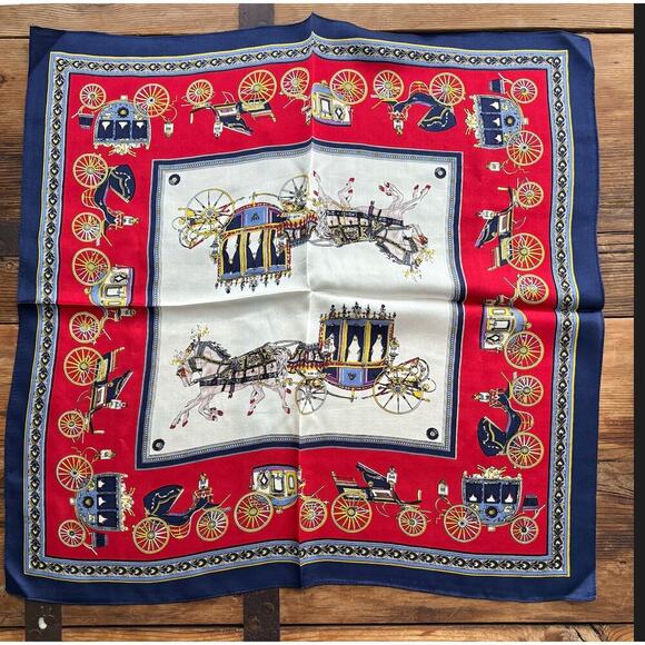 Unisex 11x11 Silk Equestrian Horse Print Scarf Preppy Desert Dust Cover - Picture 4 of 5
